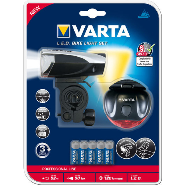 Fahrradleuchten Set 3W LED für E-Bike Inkl. 5x AAA Batterien