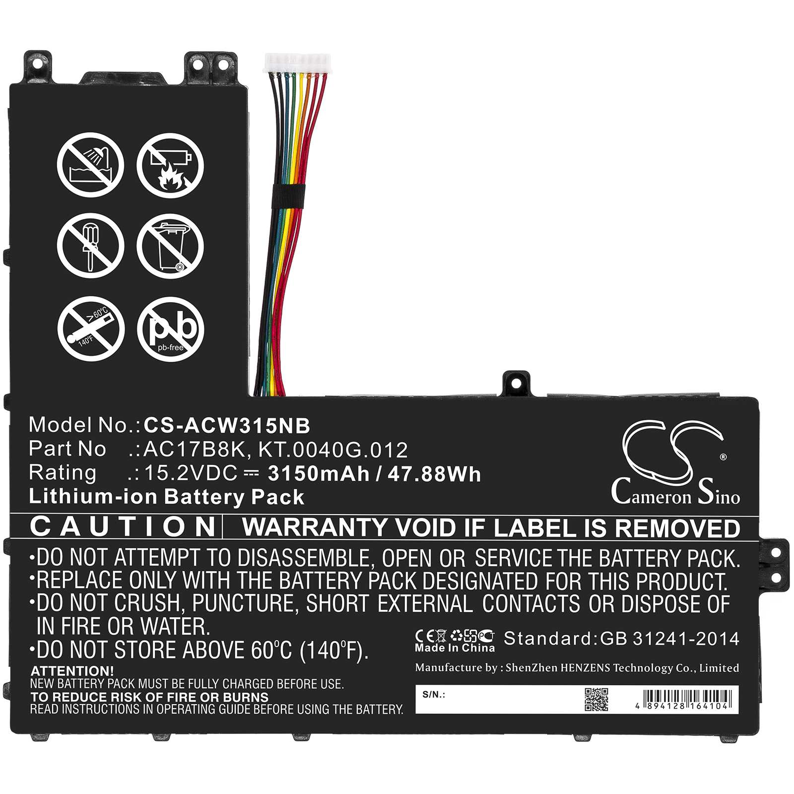 24386_0t6d96b9otnguY Akku ersetzt Acer AC17B8K, KT.0040G.012 passend für Swift 3 SF315 3150mAh