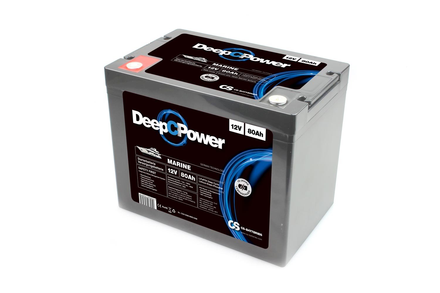 23216_0 Deep C Power 12V 80Ah LiFePO4 Marine / Boot Batterie 260x170x220