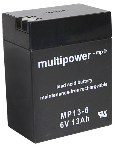 18167_0 Multipower MP13-6 Bleiakku, 6V 13Ah Faston +6,3mm / -4,8mm