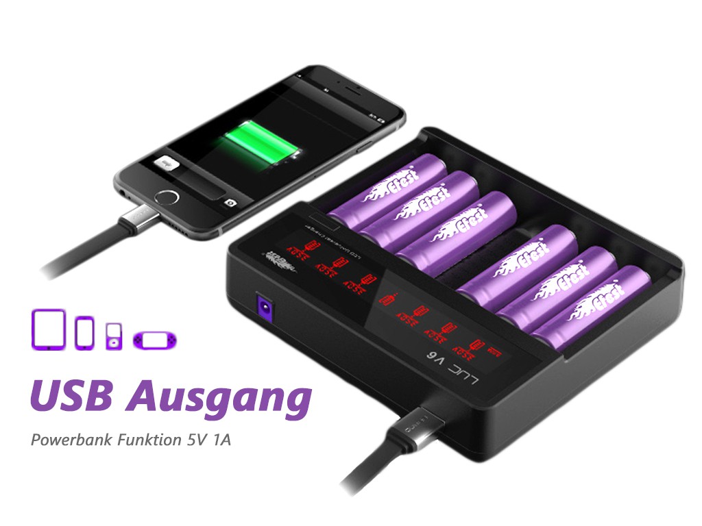 Efest LUC V6 LCD Ladegerät für Li-Ionen Akkus