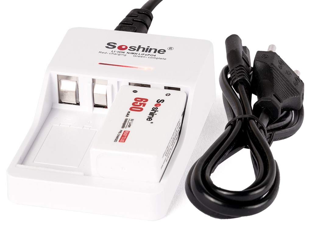 23638_0f6bNxlp2Vr7YM Soshine V1, 9V Block, 6F22, Li-Ion, Ni-MH, LiFePO4 Akku-Ladegerät