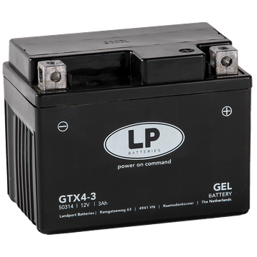 22811_0 LP GB4L-B GEL-Motorradbatterie ersetzt CB4L-B, GTX4-3, YB4L-B, DIN 50411 12V 4Ah