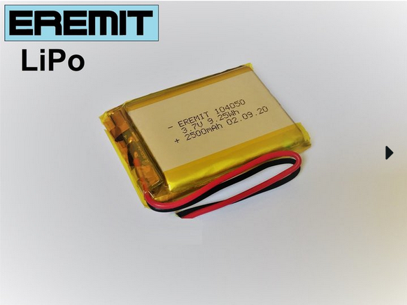 Akku 104050 3.7V 2500mAh Li-Polymer JST-XH 2.5mm Stecker