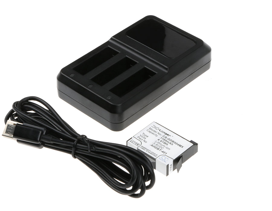 19447_0 Akkuladestation bis zu 3 Akkus für GoPro 4 mit 1 Akku