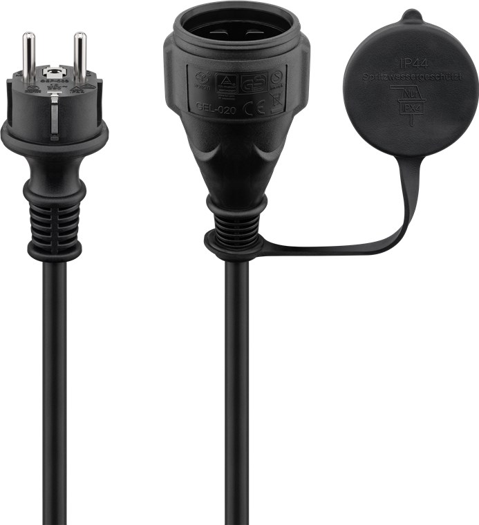 26033_0GKnt89c5X64wm Netzkabel Outdoor, 5 m, Schwarz