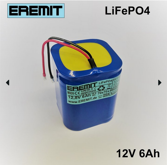 25105_0R4SbSgDTT0wnz EREMIT 12V 6Ah F2x2 LiFePo4 Akku mit BMS und Walkera Stecker