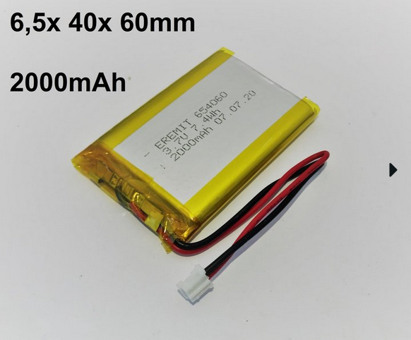 24978_02gXVNqIJbu9En Akku 654060 3.7V 2000mAh Li-Polymer Power Pole Stecker
