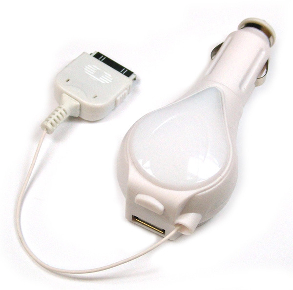 9930_0 KFZ Netzteil 12V für iPhone 4, 4s Weiss mit Kabelr