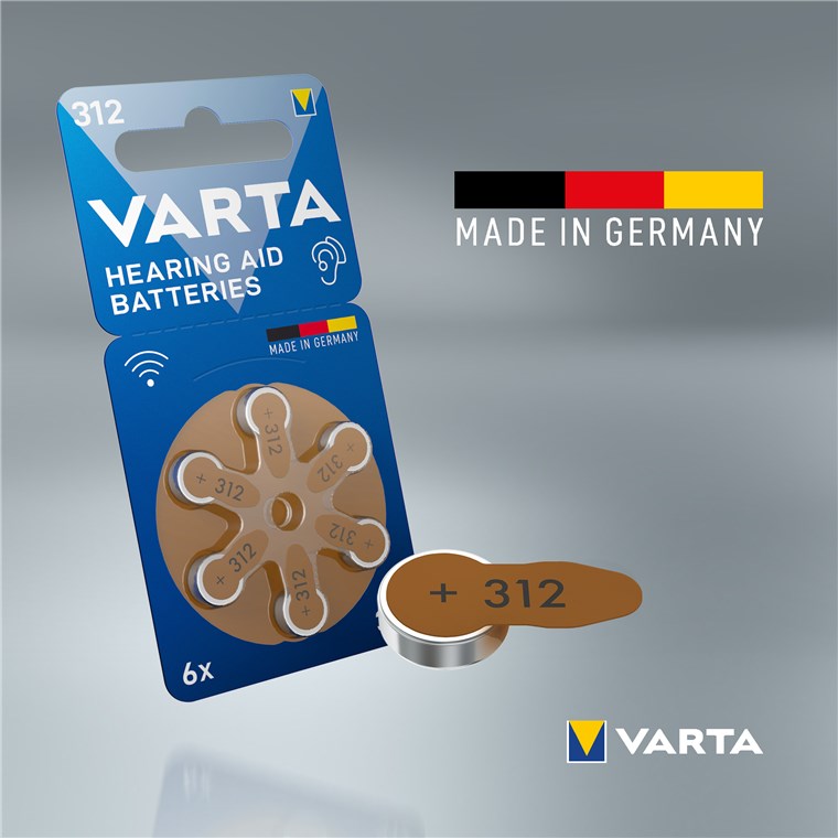 Varta 312 / PR41 Zink-Luft Hörgerätebatterie im 6er Pack ersetzt A312, R312AE