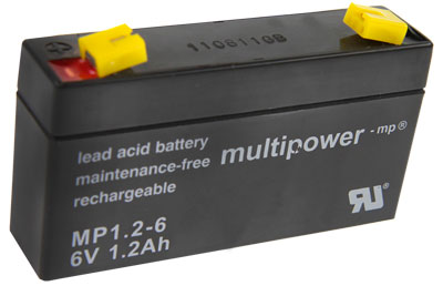 18160_0Kj2yGfTfWFVCr Multipower MP1.2-6 Bleiakku, 6V 1.2Ah Faston 4.8mm ersetzt LC-R061R3P, NP1.2-6