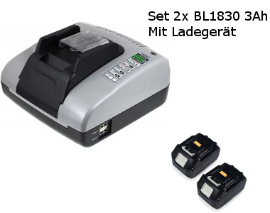 18259_0sRqIOAevJyLgK 2x Akku für Makita BL1830 18V 2Ah + Schnellladegerät