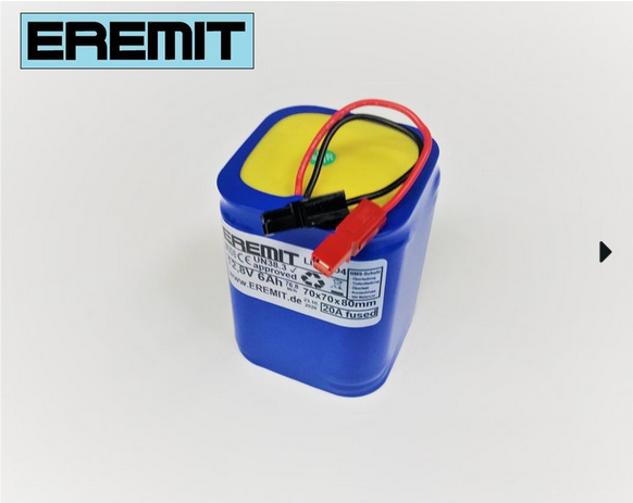 EREMIT 12V 6Ah F2x2 LiFePo4 Akku mit BMS und PowerPol Stecker