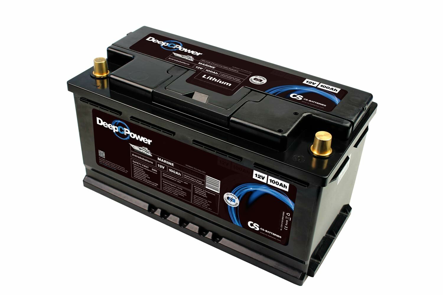 26102_0 Deep C Power 12V 100Ah LiFePO4 Marine / Boot Batterie 355x175x188mm