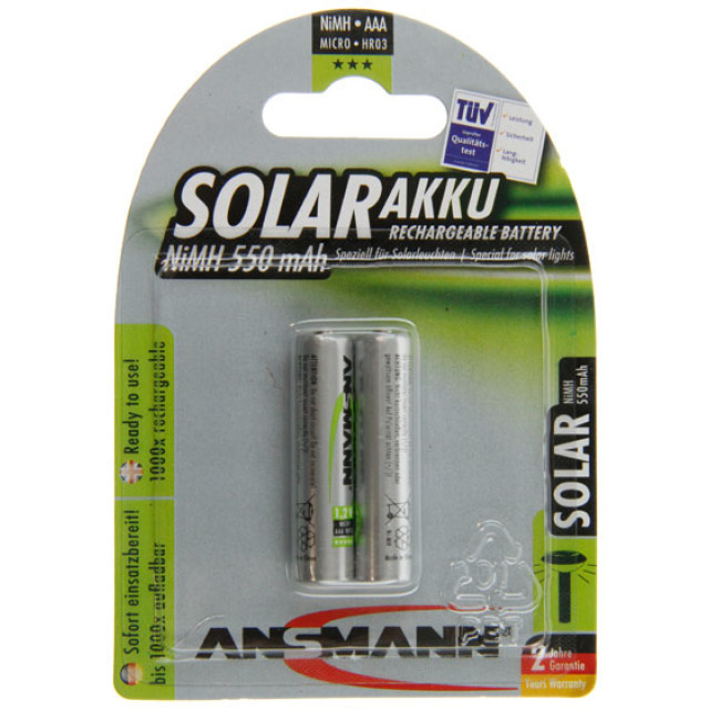 Ansmann AAA Micro Akkus für Solar Lampen 550mAh Ni-MH