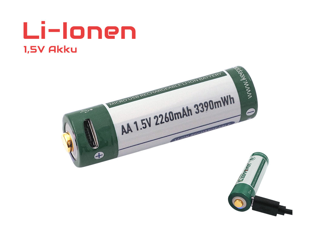 23927_0kdEekOgJKwsBj Keeppower AA 1.5V 2260mAh Li-Ion Akku mit USB Ladefunktion