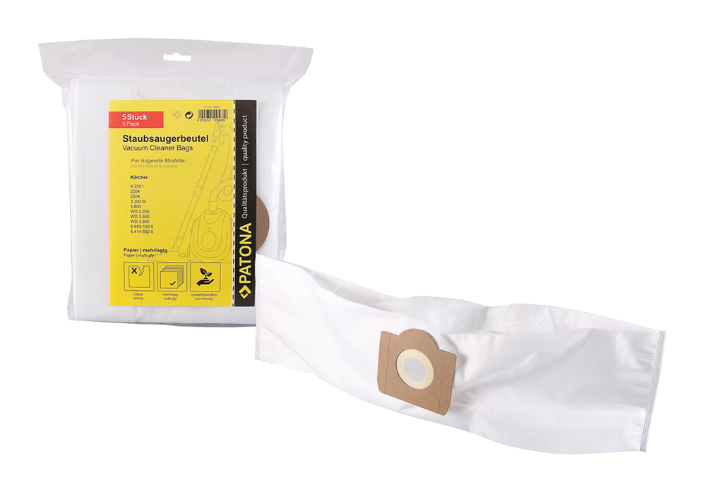 5x Vlies Staubsaugerbeutel für Kärcher A 2201, 2204, 2504, 3.300