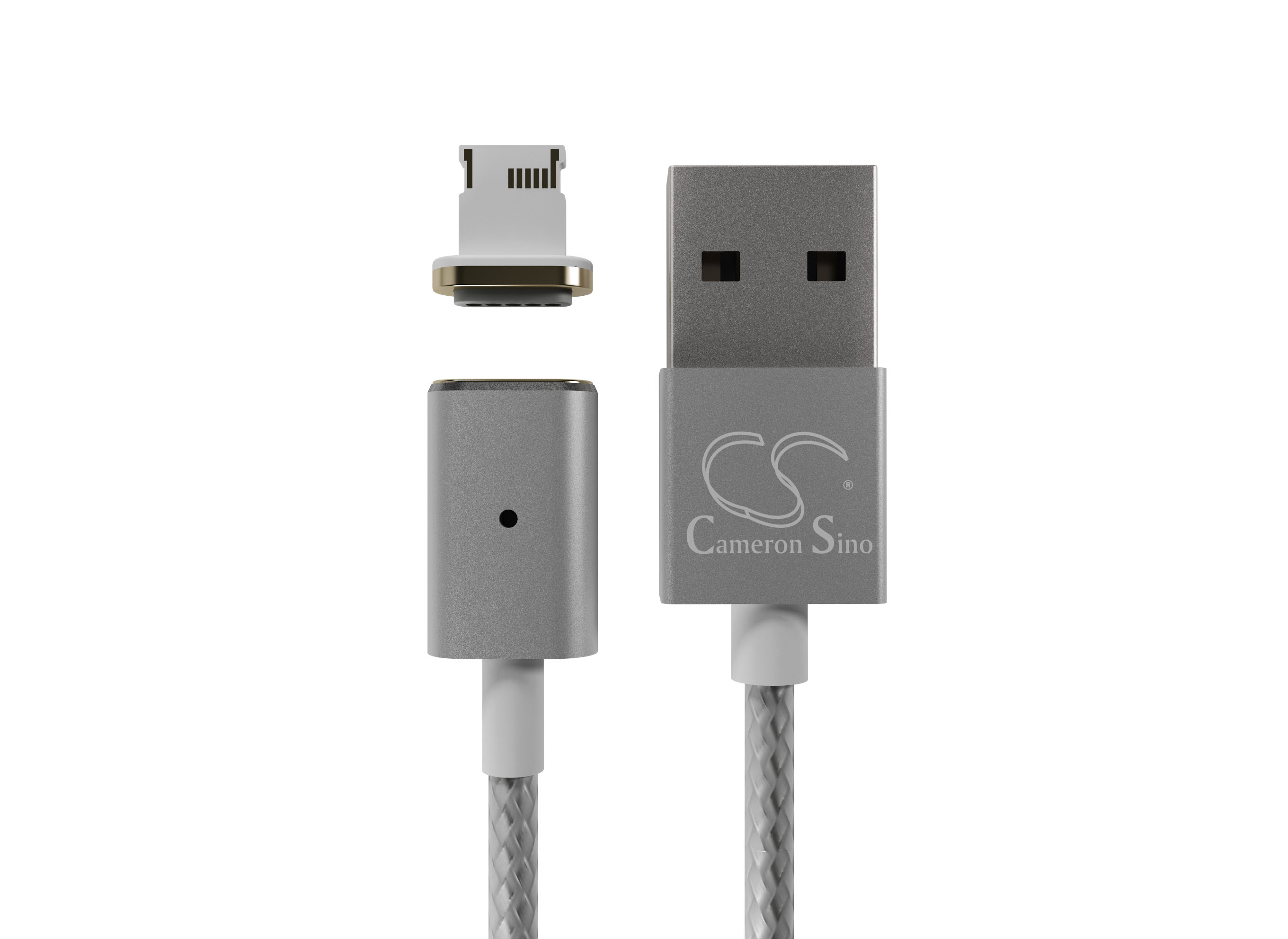 19136_0 Lightning Magnet USB Kabel passend für Apple iPhone 12, 13, 14 1.2m in Silber