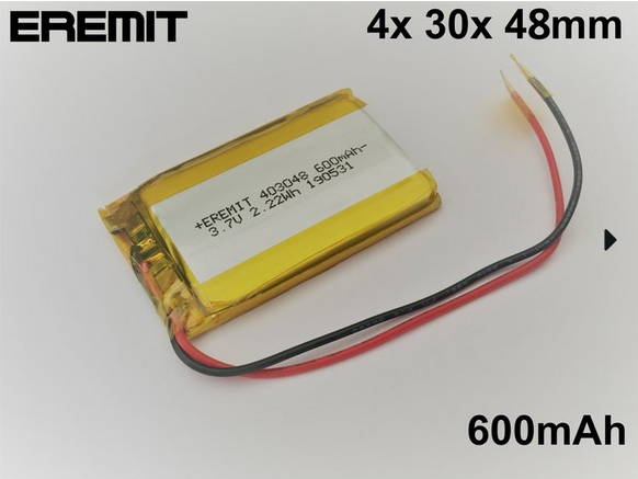 24900_0n9Aksmwbw6clj Akku 403048, 043048 3.7V 600mAh Li-Polymer JST-GH 1.25mm Stecker