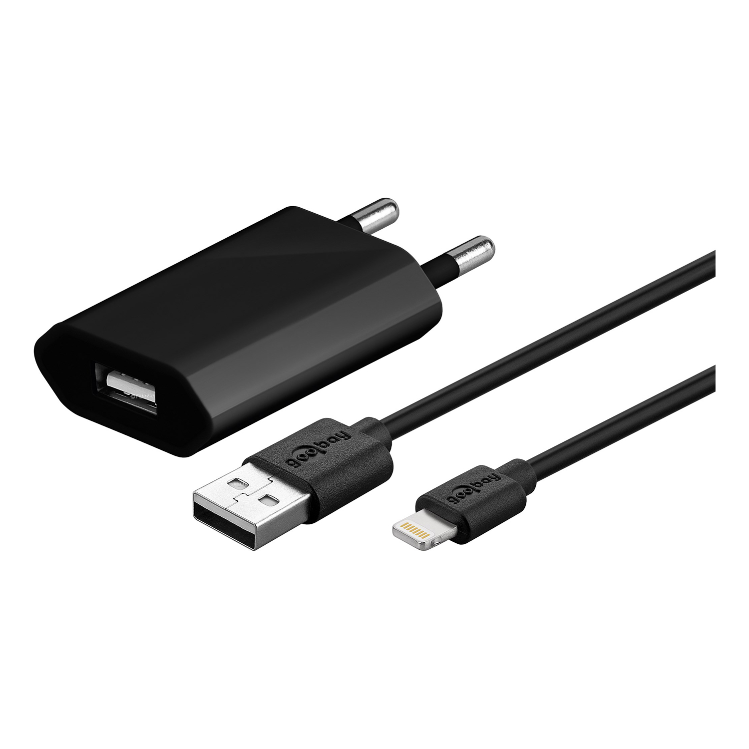22492_0 USB Netzteil mit Apple Lightning-Kabel für iPhone, 1m Schwarz